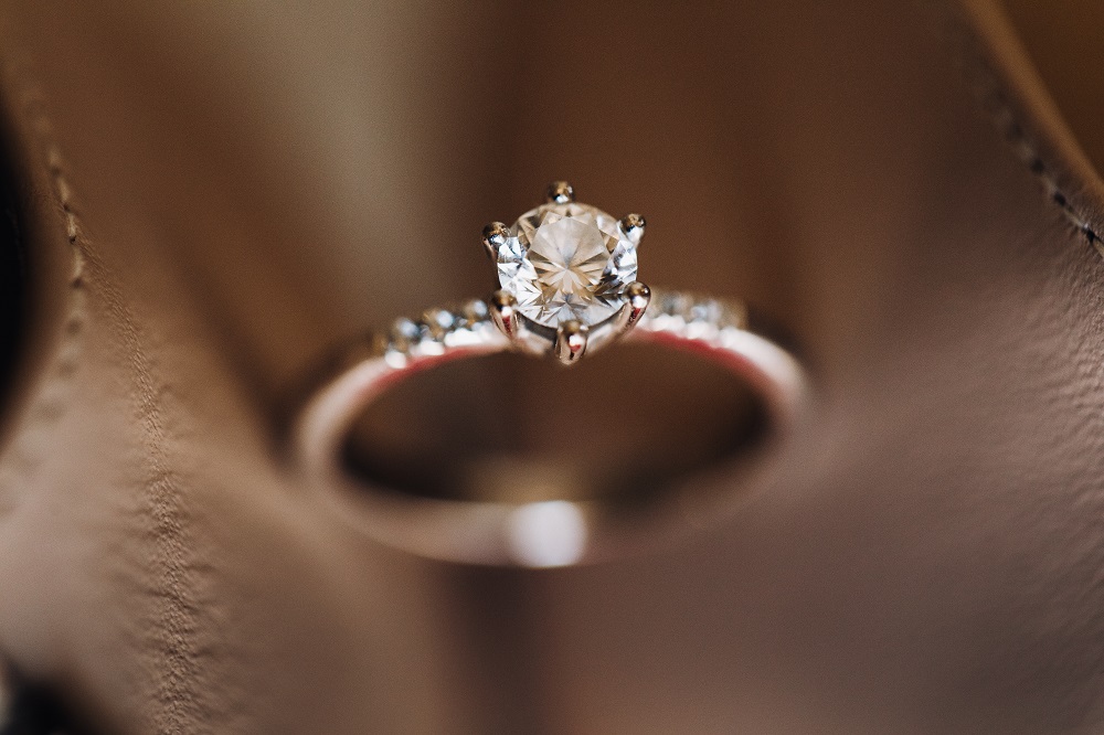 engagement ring with a diamond